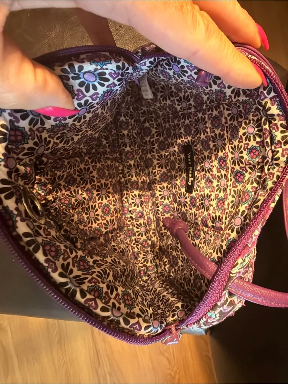 Vera Bradley Purple Quilted Floral Medallion Crossbody